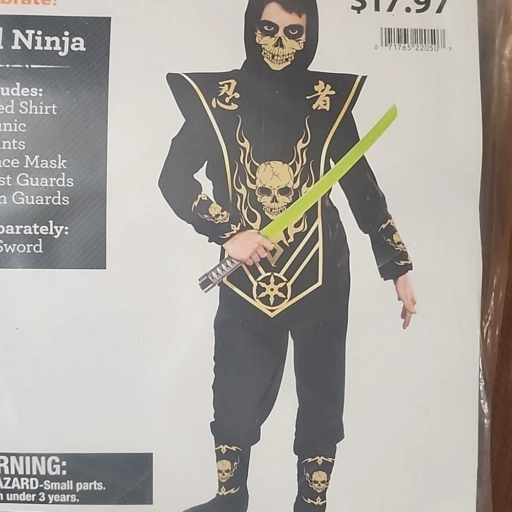 NWT Boys Skull Ninja Costume Size Large 10/12​​​​